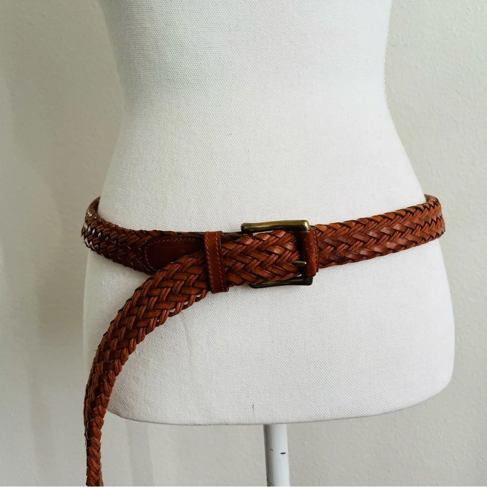 Braided Leather Belt in Brown 46 Inches long